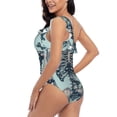 thumbnail image 4 of Gukieu Butterflies Skull Bows Print One-shoulder Ruffled One-piece Swimsuit with Removable Chest Pads and Tummy-control Swimsuit for Women-Small, 4 of 6