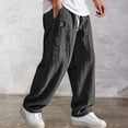 thumbnail image 2 of FINALGANG Mens Solid Color Cable Knit Textured Pants Elastic Waist Drawstring Loose Fit Small Label Accent Casual Trousers For Daily Wear Comfort Fashionable Bottoms, 2 of 4