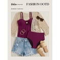 thumbnail image 5 of DOKOTOO Bathing Suit for Woman Cut Out Shell Tankini Top with High Waist Swim Bottoms 2 Piece Swimsuits Purple XXL US18-20, 5 of 11