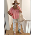 thumbnail image 4 of Suéter de Punto Informal de Verano para Mujer, de Corta, Holgado, con Botones y Cuello en V, Color Rosa, Talla XXL, 4 of 8