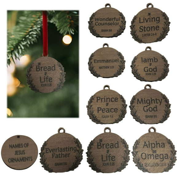 Clearance! Wooden Christmas Ornaments Set of 10 Holiday Decorations for Tree Home Or