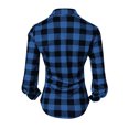 thumbnail image 6 of Ghalytn Women Buffalo Plaid Button Down Shirt Lapel Collar Roll Up Long Sleeve Curved Hem Casual Blouse, 6 of 9