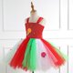 thumbnail image 3 of Gibobby Vestido de manga corta con estampado de Navidad Vestido de tul para niñas, vestido de desfile, fiesta de Navidad, disfraz de Cosplay, vestidos, conjunto de diadema (Rojo, 10-12 años), 3 of 5