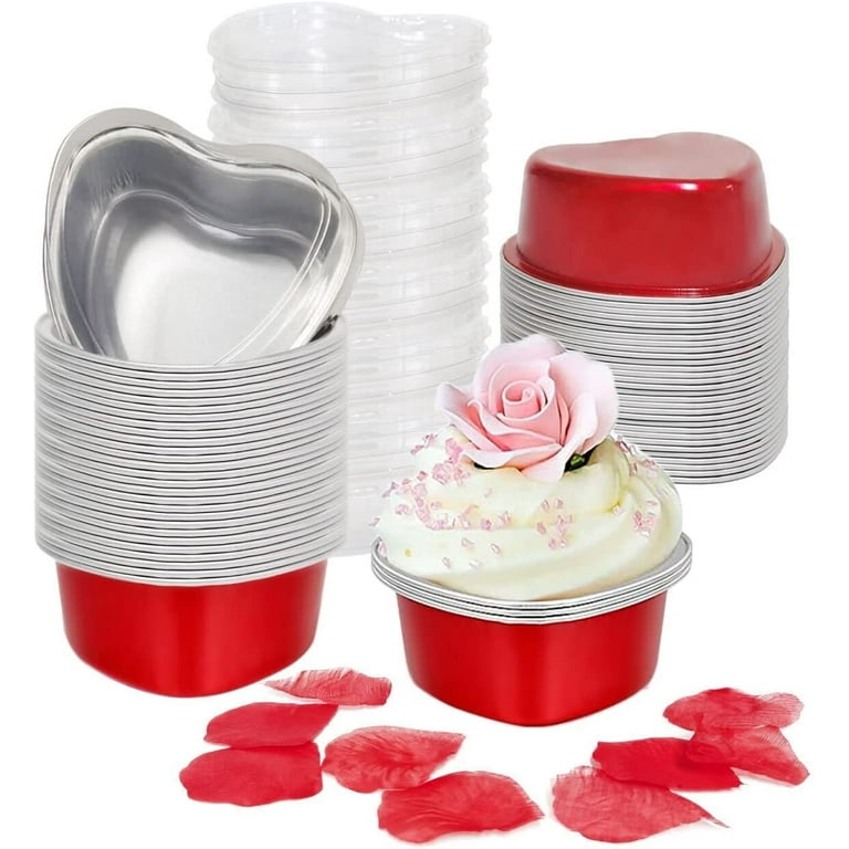 Windfall Mini Dessert Cups with Lids,50pcs Aluminum Foil Mini