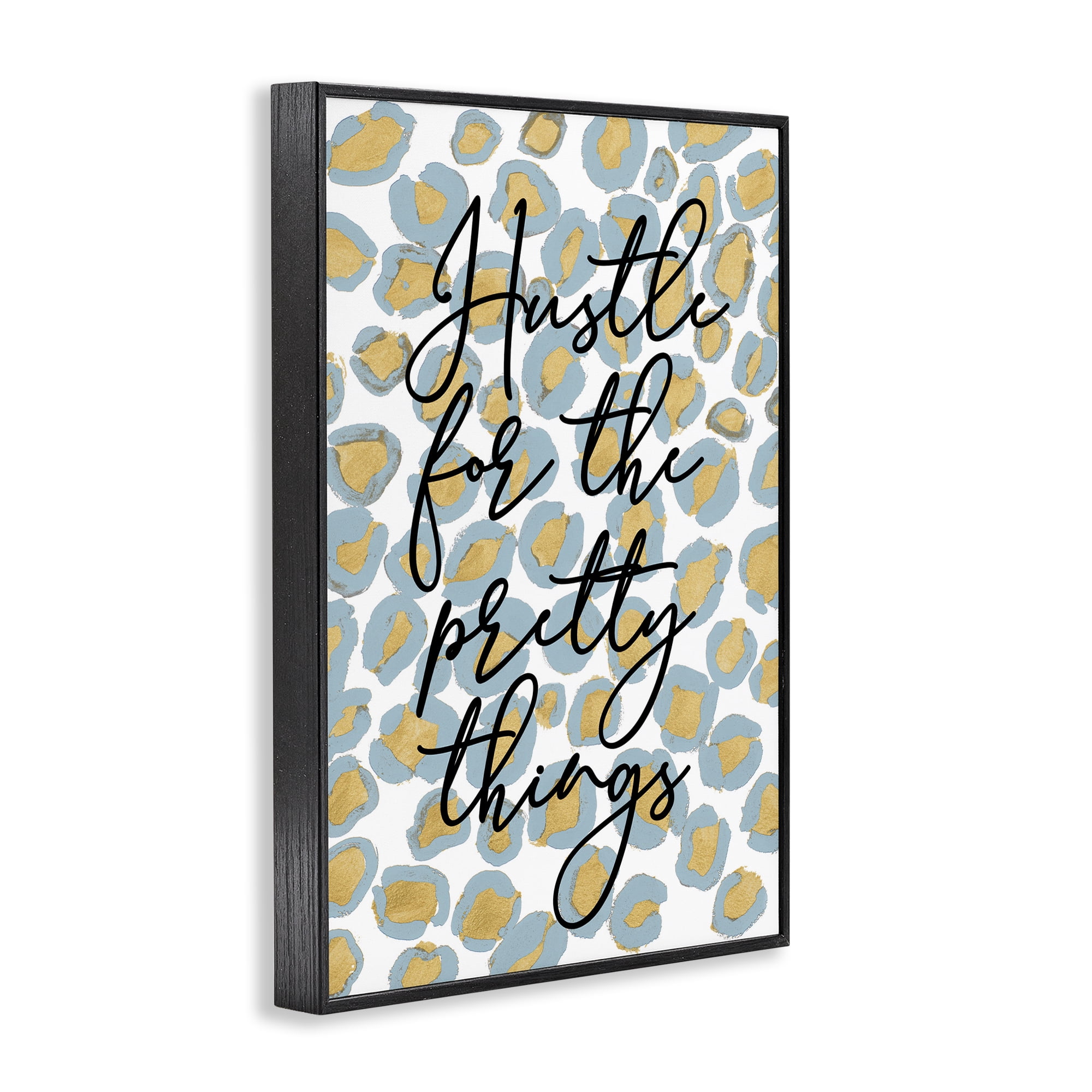 Stupell Industries Hustle For Pretty Things Typography Painting Black Framed Art Print Wall Art, 12 x 18