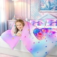 thumbnail image 3 of meiyoeat Flower Butterfly Initial Rainbow Twin Comforter Sets, Watercolor Galaxy Stars Bedding Set for Girls, Colorful Star Reversible, 2-Piece, 1 Comforter and 1 Pillowcase, 3 of 6