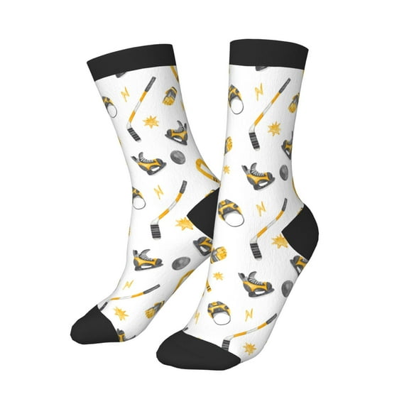 Kids Girls Boys Socks - hockey skates stick puck helmet Comfort Breathable Crew Socks for Boys Girls Kids, Soft Athletic Running Socks for Boys Socks 6-10 Years Old
