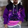 thumbnail image 1 of Sudadera con capucha para hombre, estilo casual, con cuello redondo, estampado de árbol de Navidad, manga larga, blusa de poliéster, 1 of 5