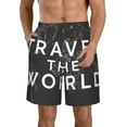 thumbnail image 2 of Uemuo Travel The World1 Pattern Men's Swim Trunks Hawaiian Beach Bathing Suit Swimsuits Beach Quick-Dry Shorts with Pockets-XX-Large, 2 of 9