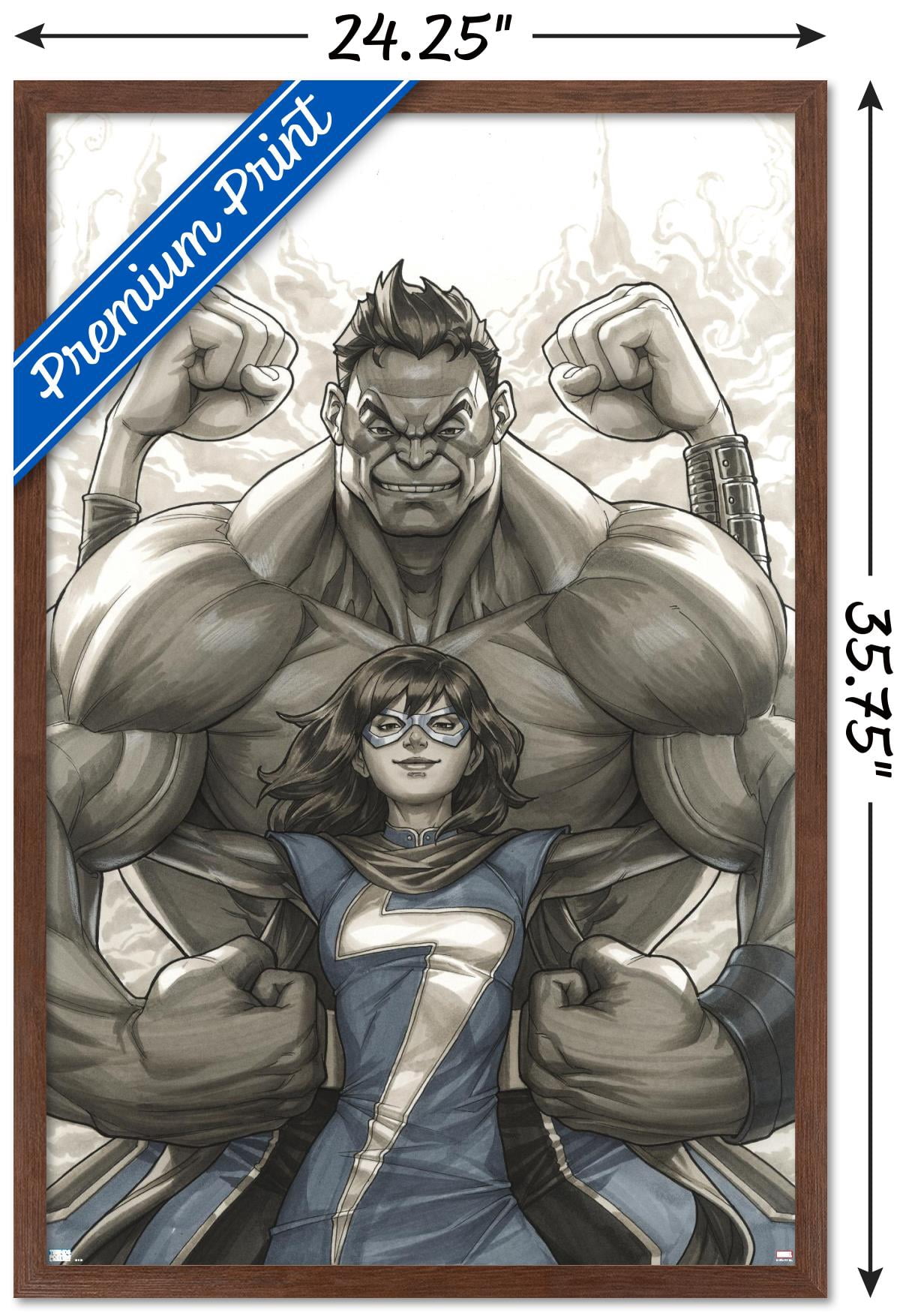 Marvel Comics - Ms. Marvel and Hulk - Champions #1 Wall Poster, 22.375" x 34", Framed