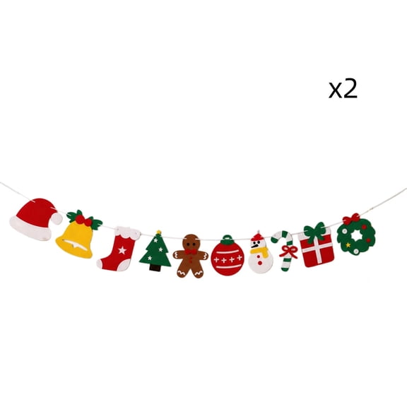 YuanGuangQ 2PC Christmas Bunting Garland, Plaid Flag Party Decor, Xmas Photo Wall Hanging for Home Indoor Fireplace Mantle Table Door Staircase Holiday Festive Party Display