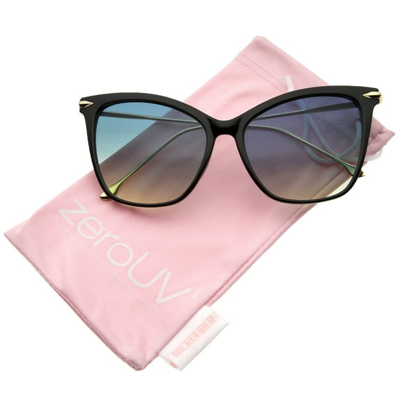 zeroUV - Oversize Ultra Slim Metal Temples Gradient Colored Lens Cat Eye Sunglasses 55mm - 55mm