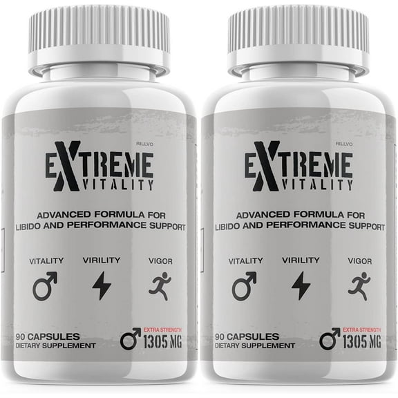 2 Pack Extreme Vitality Advanced Formula Performance Support Capsules Strength Men 120 Capsules