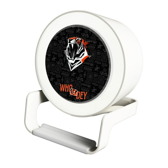 Keyscaper White Cincinnati Bengals Night Light Charger with Bluetooth Speaker