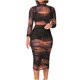 thumbnail image 1 of Vestidos Para Mujer Vestidos Midi Trendy Mesh Print Casual Long Sleeve Top + Falda Set 3Pcs Suit Odeerbi  ODB162331, 1 of 8