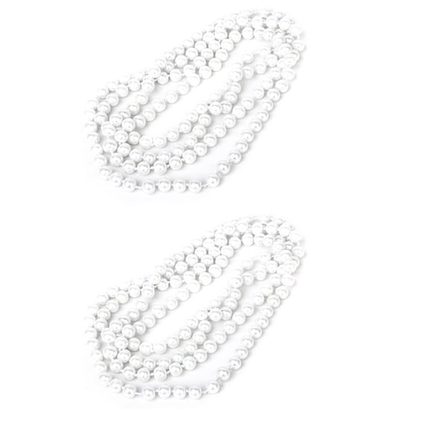 2X Collar Con Cuentas Artificiales Blancas Perlas Imitativas Collar de Cadena para Mujeres