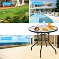 thumbnail image 6 of 32" Patio Table Round Bistro Table Outdoor Garden Table Patio Coffee Table with Tempered Glass Top and Umbrella Hole Patio Glass Side Table for Backyard Lawn Balcony Pool, Black, 6 of 7