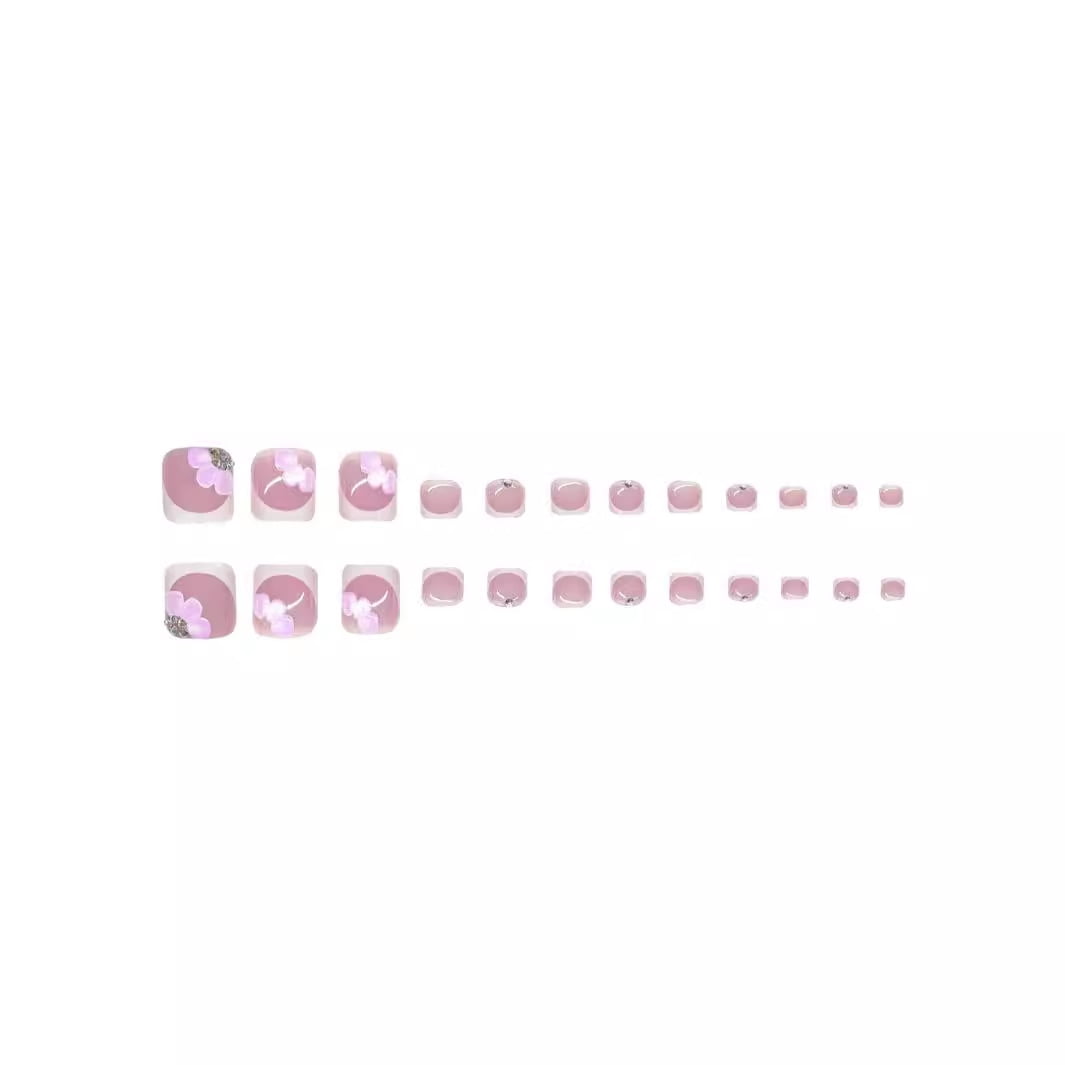 Cross-border fashion powder French foot nail art classic versatile sweet love removable wearable nail fake nail nail piece