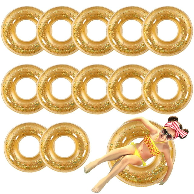 12 anillos con purpurina dorada, 61 cm, de Pool Floats Relaxgiant