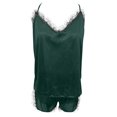 thumbnail image 5 of ICHUANYI Women Sleepwear Sleeveless Strap Nightwear Lace Trim Satin Cami Top Pajama Sets, 5 of 8