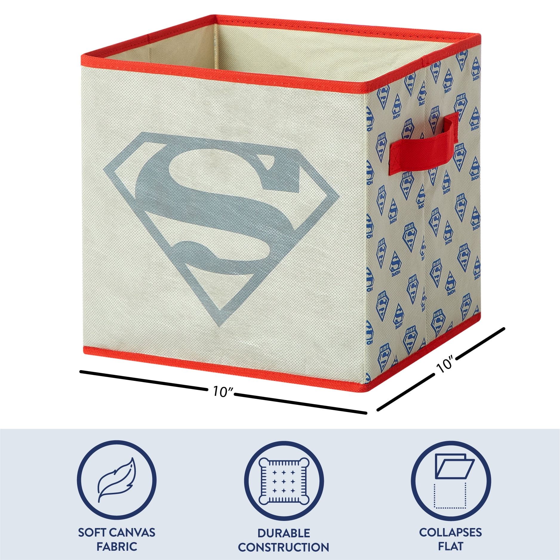 Superman Kids' 4-Pack Toy Storage Cubes, 10" x 10""