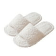 thumbnail image 5 of Mens Womens Slippers Casual Unisex Slip-on Close Toe Flats Solid Color Indoor Outdoor Warm Bedroom Shoes Slippers White 5.5, 5 of 5