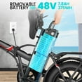 thumbnail image 3 of Elifine 16" x 3.0 One-Piece Fat Tire Foldable Electric Bicycle,Peak 700W Electric Bike for Adults Women,48V 374.4Wh Removable Battery Ebikes, 20MPH Commuter E Bike for Teenager UL 2849, 3 of 9