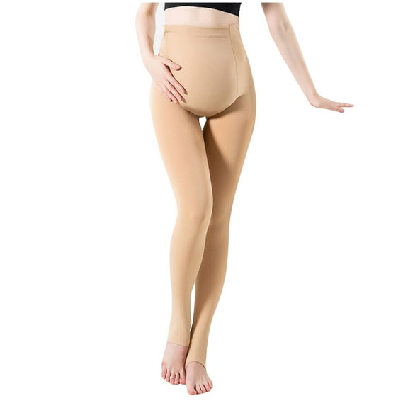 GA WEIHUA Reduced,Women's Maternity Fleece Lined Leggings Stretchy Opaque High Waist Legging Pregnancy Pantyhose Winter Warm Workout Yoga Tights(Beige,Free Size)