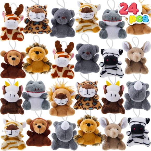24 minijuguetes de peluche Joyin con forma de animal de safari, de 4 a 6 cm