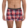 thumbnail image 2 of Goofa Heart Plaid Printed Men's Boxer Briefs Underwear, Moisture-Wicking Underwear, Trunk,Soft and Breathable Cotton Underwear-Medium, 2 of 9