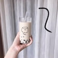 thumbnail image 5 of Cartoon Clear Glass Cup With Straw Transparent Coffee Milk Tea Mug Water Cup With Straw, 5 of 6