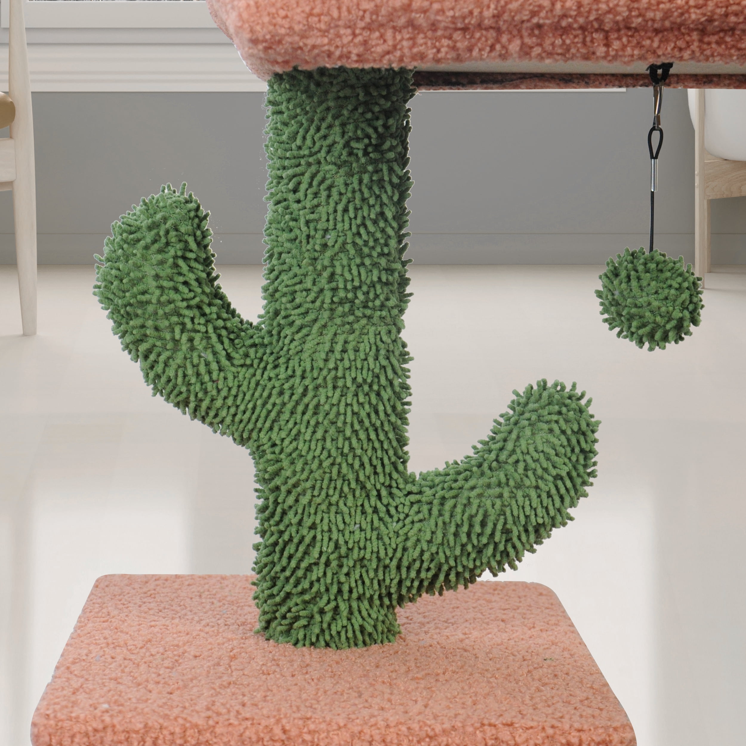 AIWIKIDE 31.50" Cactus Cat Tree for Indoor Cats with Cat Condo and Scratching Post,Cute Cat Tower with Self-Grooming Brush and Toy Balls,Green