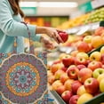 thumbnail image 4 of Geometric Mandala Design Foldable Shopping Bag - Durable Machine Washable Tote with Reinforced Stitching, 4 of 6