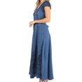 thumbnail image 3 of Sakkas Marni Women's Casual Maxi Short Sleeve Stonewashed Long Caftan Dress Lace - Navy - L/XL, 3 of 5