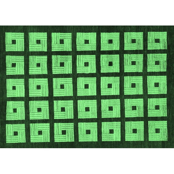 Ahgly Company Indoor Rectangle Abstract Emerald Green Modern Area Rugs, 2' x 4'