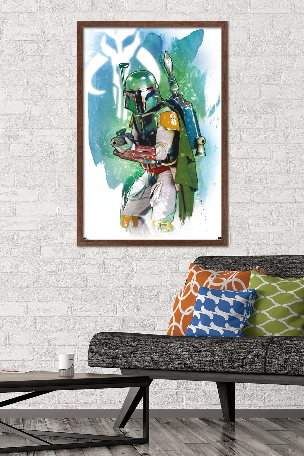 Star Wars: Saga - Boba Fett - Water Color Wall Poster, 22.375" x 34", Framed