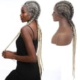 thumbnail image 6 of SEGO 35" Extra Long 100% Hand Braided 360 Swiss Lace Front Light Brown Double Dutch Braided Wigs with Baby Hair for Women Heat Resistant Lightweight Synthetic Cornrow Braids Twisted Braids Wig, 6 of 8