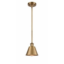 516-1S-BB-M8-Innovations Lighting-Smithfield - 1 Light Stem Hung Mini Pendant In Industrial Style-7.5 Inches Tall and 7 Inches Wide-Brushed Brass