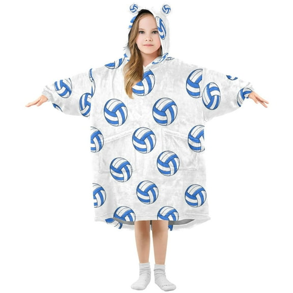joogoo Wearable Blanket Volleyball Blue Hoodie for Oversized Sherpa Hooded 3-14 YR M