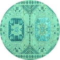 thumbnail image 1 of Ahgly Company Machine Washable Indoor Round Abstract Turquoise Blue Modern Area Rugs, 8' Round, 1 of 4
