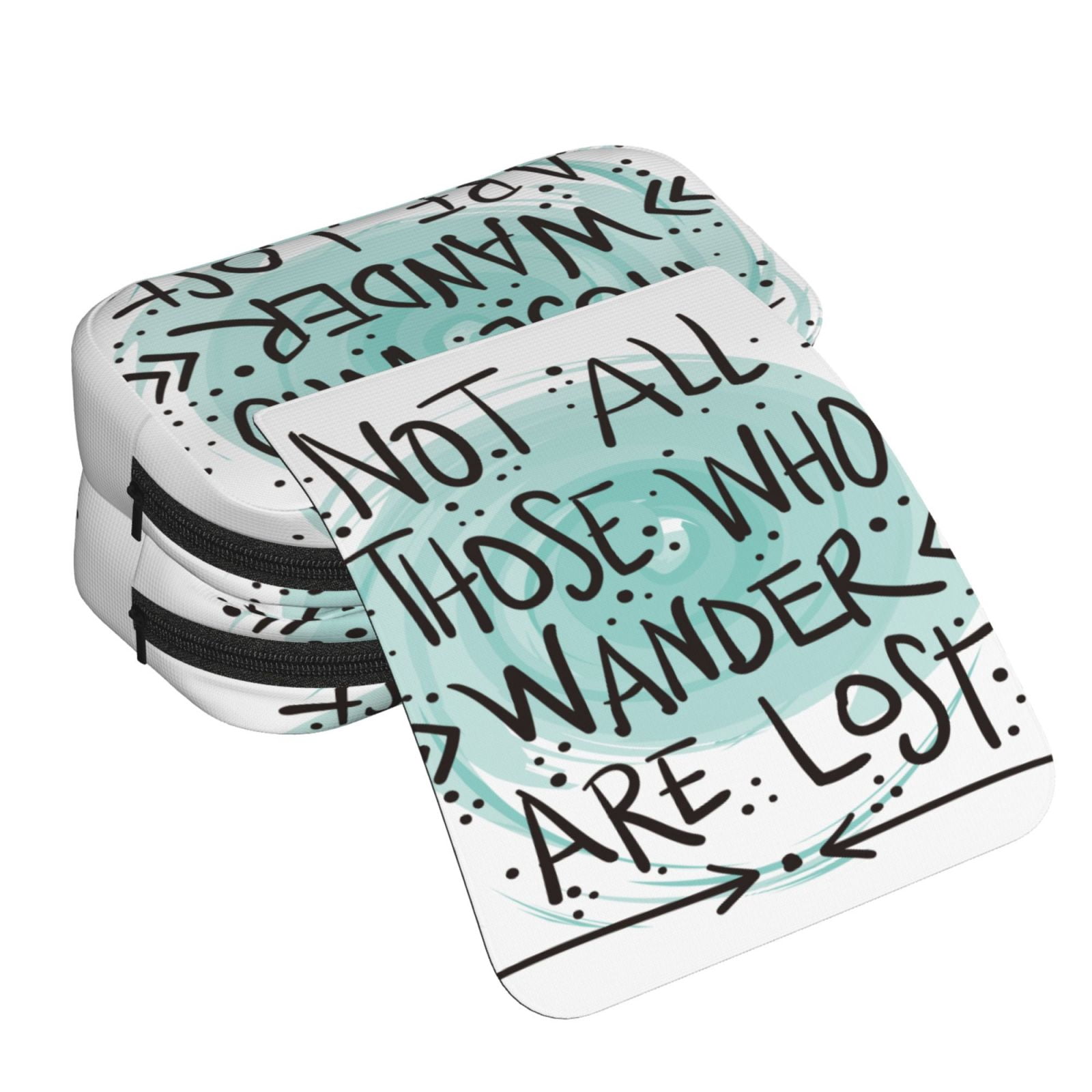 Rateoe Not All Who Wander Are Lost1 Pattern Double Clamshell Pen Case, Storage Organizer with Two Zipper Compartments– Holds Up to 50 Pencils & Pens