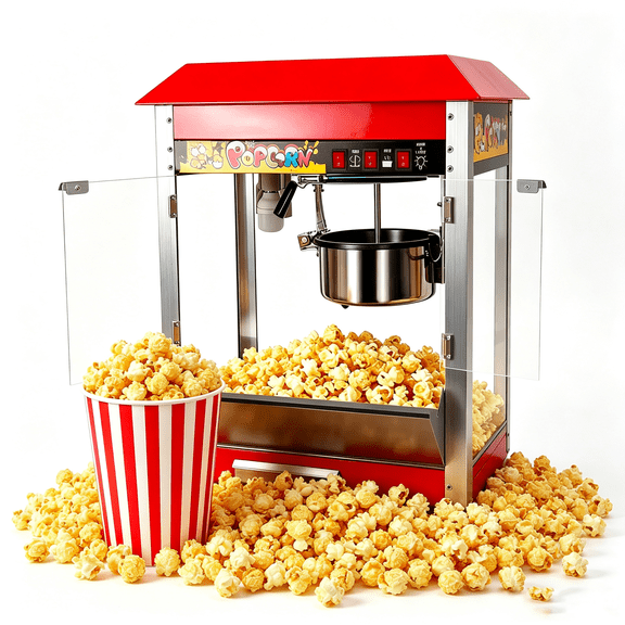 Zhuotong 1300W Commercial Popcorn Popper, 8 Oz Stainless Steel Kettle Popcorn Machine with Warming Light, Tempered Glass for Movie Theater, Parties, Home Use