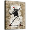 thumbnail image 1 of Banksy Canvas Wall Art Baseball Man Cincinnati Art Print Graffiti Street Pop Culture Canvas Pictures Brown Canvas Artwork for Living Room Bedroom Bathroom Wall Decor 12" x 16", 1 of 6