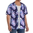 thumbnail image 2 of Rateoe blue starry sky Skull flower Pattern Men's Short Sleeve Classic Shirt, Casual Short-Sleeved Shirt, Lightweight Summer Shirt, Cuban Collar Shirt,Button-Front Shirt-4X-Large, 2 of 5