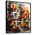 thumbnail image 2 of Designart "Converging Creations I" Abstract Cubism Floater Framed Wall Art Living Room, 2 of 7