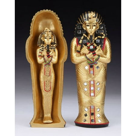 Ancient Egyptian Pharaoh King Tut Sarcophagus And Mummy Statue