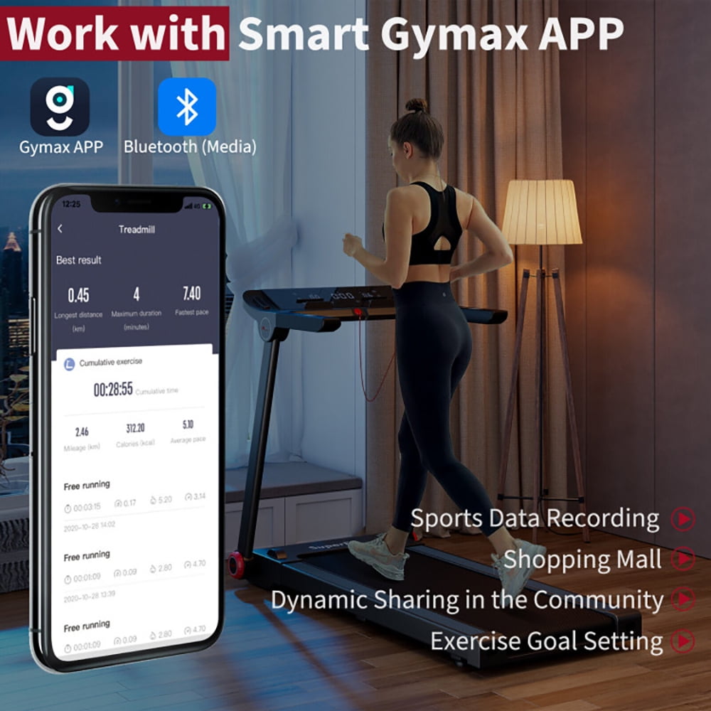 Spaco Walking Machine, Treadmill, 3.75HP Folding Treadmill with APP and 12 Preset Programs