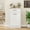 Original wood color top plate + antique white cabinet, variant on Ataucjin Fluted Tilt Out Trash Can Cabinet Kitchen Waste Bins,Hidden Garbage Can Cabinet 10 Gallon,Freestanding Dog Proof Trash Can Cabinet,Wooden Trash Can Hidden Trash Bin for Kitchen