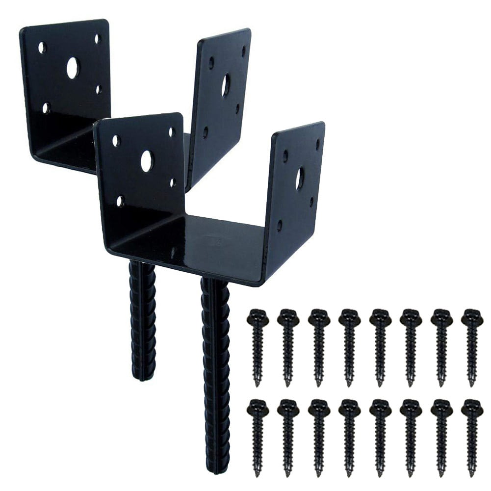2pcs U Shape Fence Deck Post Holder Base 4x4 Inches Concrete Anchor with Screws