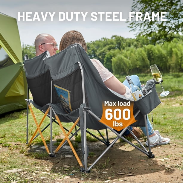 TIMBER RIDGE, Heavy Duty Double Camping Chair, 600 lbs Capacity